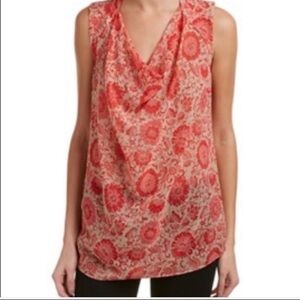 CAbi Vita Cowl Neck Sleeveless Blouse Coral XS